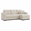 Divano angolare 3 posti con chaise longue 220 x 145 x 85 cm in poliestere crema
