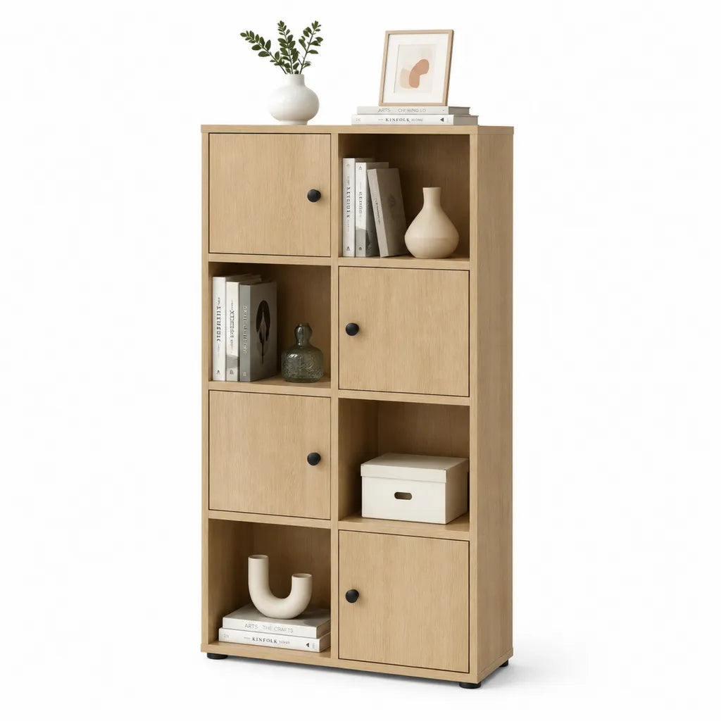 Libreria con ante 80 x 30 x 180 cm in truciolare nobilitato rettangolare rovere chiaro