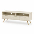 Mobile TV basso in MDF con 3 cassetti e 2 vani a giorno bianco crema 140 x 40 x 55 cm