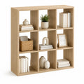 Libreria a 9 vani rettangolare in pannello truciolare melaminico effetto rovere 90 x 30 x 90 cm
