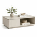 Tavolino da caffe contenitore rettangolare 100 x 50 x 40 cm in MDF bianco crema