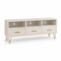 Mobile TV basso rettangolare in MDF bianco avorio con 3 cassetti e 3 vani 160 x 40 x 65 cm