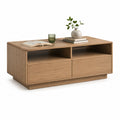 Tavolino da caffe contenitore rettangolare in MDF impiallacciato rovere naturale 120 x 60 x 45 cm