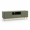 Mobile TV rettangolare in MDF verde oliva con 3 cassetti 2 vani e ante 180 x 40 x 55 cm