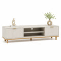 Mobile TV rettangolare in MDF 180 x 40 x 55 cm con 2 ante scorrevoli bianco e rovere