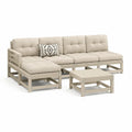 Set divano angolare da giardino 5 pezzi in legno massello di acacia con cuscini in poliestere beige 260 x 200 x 70 cm