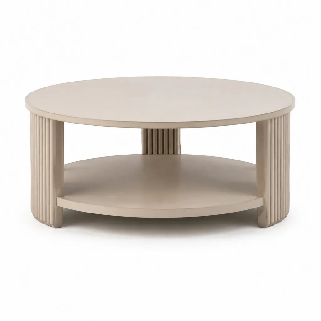 Tavolino da caffe rotondo con ripiano in MDF beige 80 x 80 x 45 cm