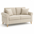 Divano 2 posti imbottito in poliestere beige con cuscini 160 x 85 x 88 cm