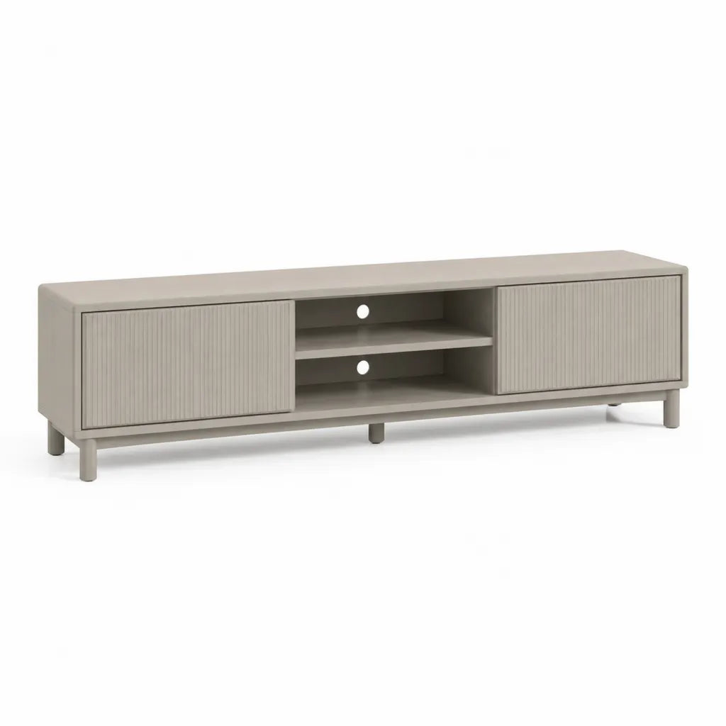 Mobile TV rettangolare in MDF grigio tortora con 2 ante scorrevoli 160 x 40 x 55 cm