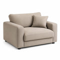 Poltrona rettangolare 1 posto in poliestere effetto velluto beige 110 x 90 x 85 cm