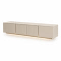 Mobile TV basso 200 x 40 x 45 cm in MDF laccato beige rettangolare con 4 ante